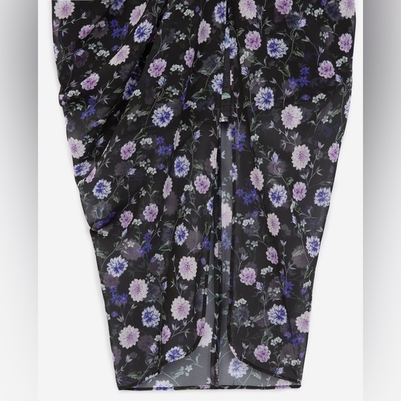 The Kooples / ruched Skirt with purple Floral Print motif buttons 0 - Picture 4 of 7